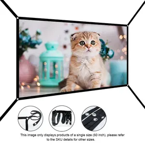 60/72/84/100/120/150 inch thick projection screen 16:9, portable projector home theater movie screen, suitable for outdoor and indoor double-sided projection - extended screen.