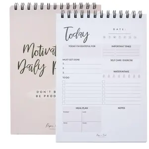 To Do List Notepad- Daily Task Planner -Undated Calendar - 100 Sheets Tear Off Note Pad - Top Spiral Binding – Pink Note Pad- Appointments, Notes, Meal Planner, Self Care Agenda Notebook