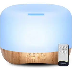 300ml Essential Oil Diffuser, Quiet Aromatherapy Mist Diffusers for Essential Oils, Wood Grain, Ultrasonic, Remote Control, Timer, 7 Colors Light for Bedroom (300ml)
