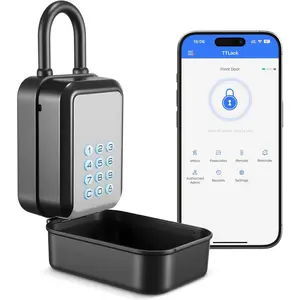 Key Lock Box   Lock Box with TTLOCK APP Control & PIN Code Types,Share eKey Lock Box for Airbnb Realtor House Office with Removable Shackle