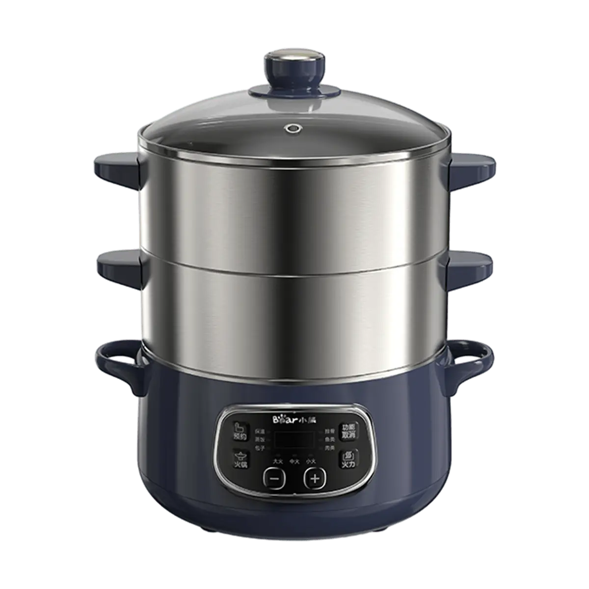 Bear 3-Layer Electric Steamer Pot, 24cm Large Capacity Multi-functional Food Steamer Cooker with Smart Timer, Stainless Steel, DZG-D80J4