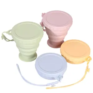 Collapsible Silicone Camping Water Cup, Expandable Travel Tumbler Mug with Lid, Reusable Portable Cup for Hiking, Camping & Outdoor Sports