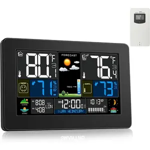 Weather Station  Indoor Outdoor Thermometer for , Large Color Display Digital Clock, Forecast with Barometer, Ambient Temperature Humidity  with Moon Phase