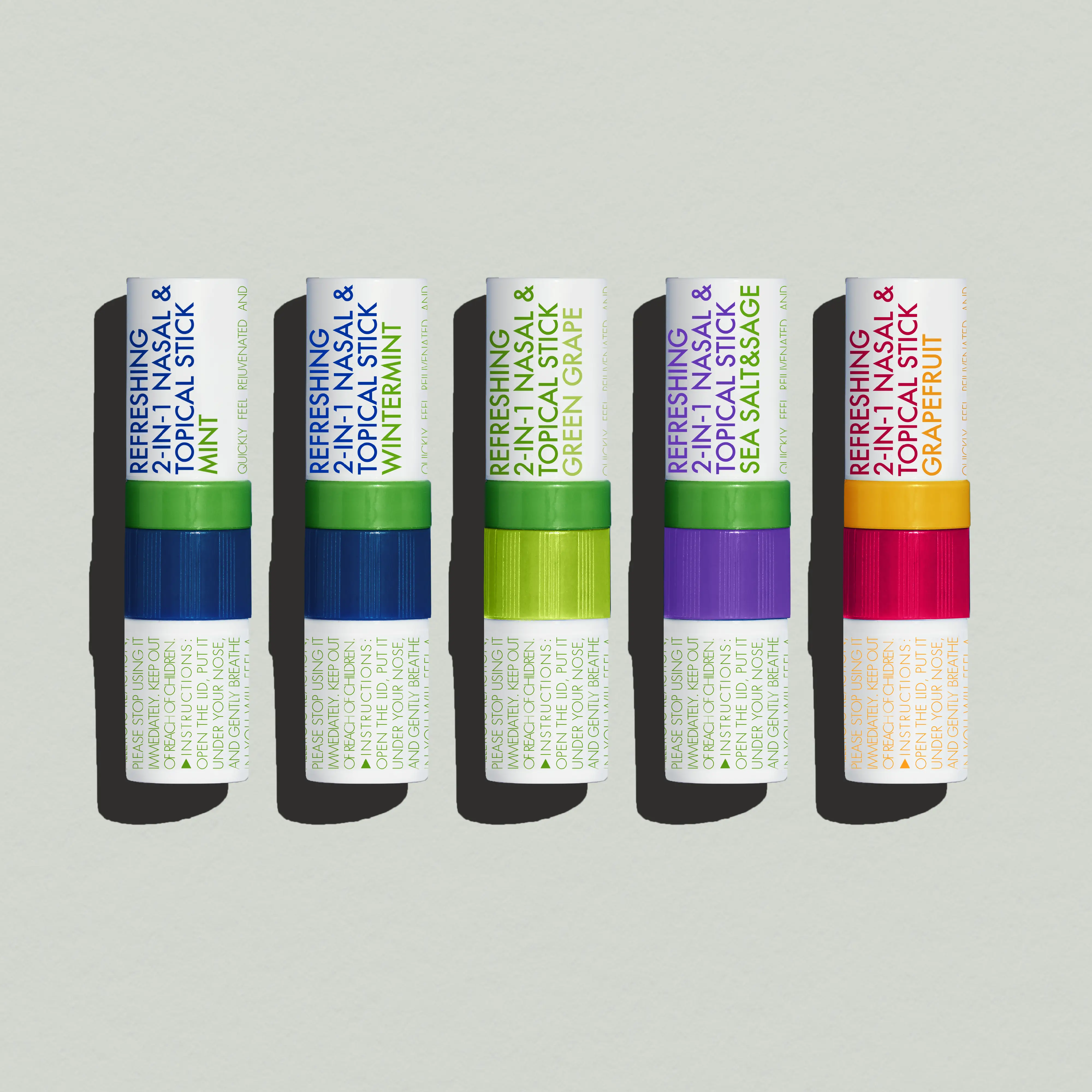 Herb Island - 2 in 1 Nasal Stick Inhaler, Energizing Inhaler & Soothing Roll-On, Natural Mint Essential Oil Aromatherapy Sticks for Breathing, Fatigue