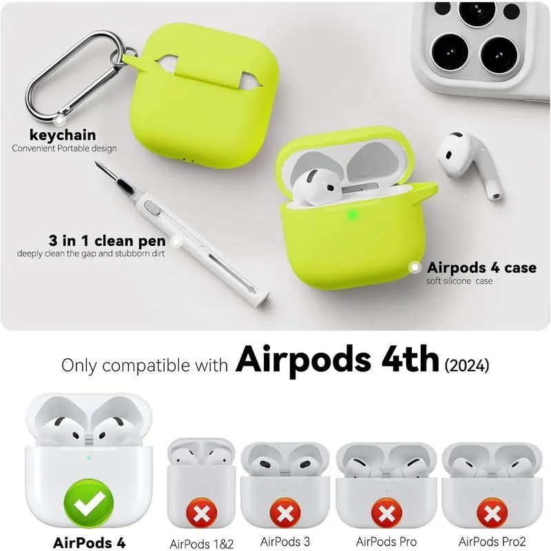 for AirPods 4 Case 2024 Come with Cleaner Kit,Soft Silicone Protective Cover for AirPods 4th Generation Cases with Keychain,Compatible with AirPod 4 Case for Women Men-Midnight Blue for AirPods 4 Case 2024 Come with Cleaner Kit,Soft Silicone Protective Cover for AirPods 4th Generation Cases with Keychain,Compatible with AirPod 4 Case for Women Men-Midnight Blue