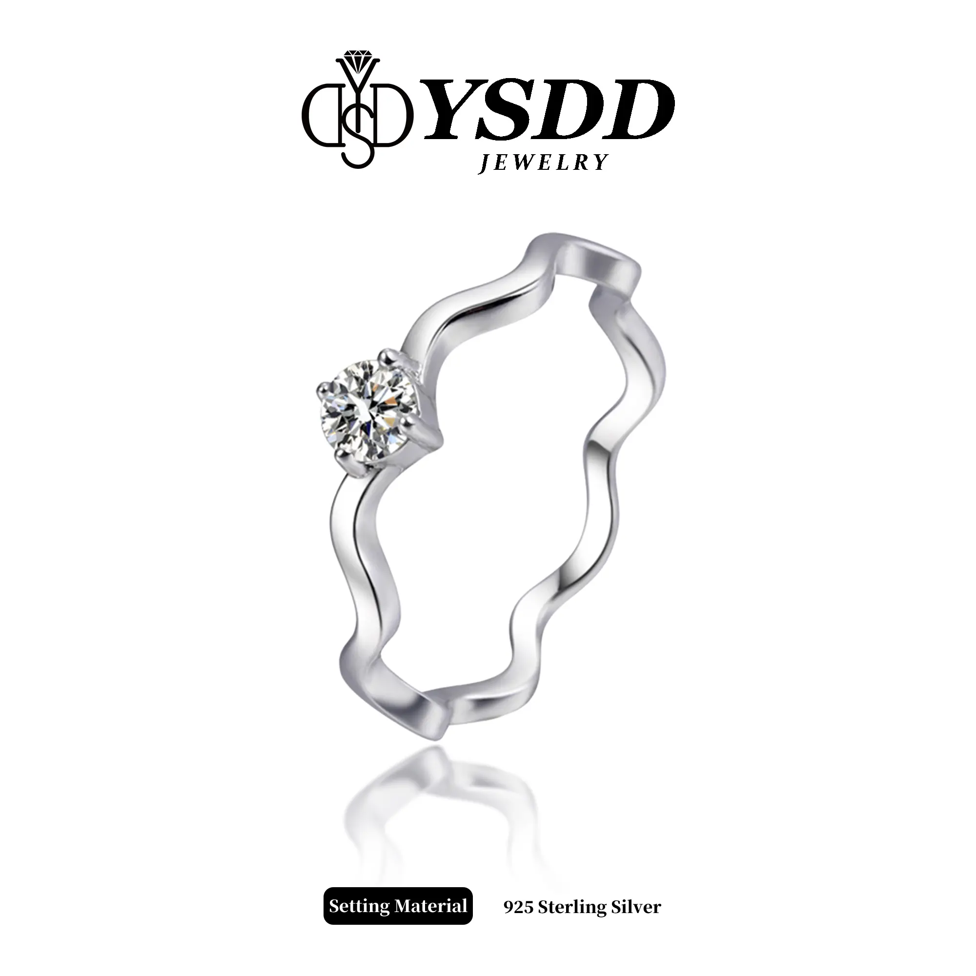 【11.28】Dainty Wavy Engagement Ring 0.5CT vvs Synthetic Moissanite Rings in 925 Sterling Silver