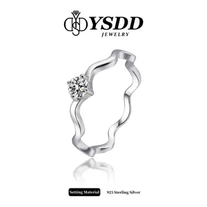 【11.28 Thanksgiving Party 】Dainty Wavy Engagement Ring 0.5CT vvs Synthetic Moissanite Rings in 925 Sterling Silver