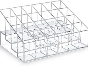 Lipstick Organizer,Small Clear Plastic Compact Lip Gloss Chapstick Perfume Sample Mascara Holder with 24 Slots