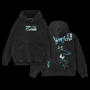 Spider Hero vs Invincible Warrior Comic Battle Edition Double Printed Oversized Acid Washed Hoodie