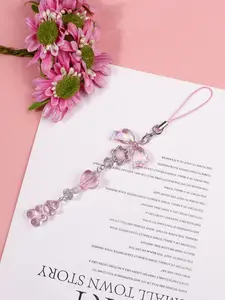 INS-Style Sweet Pink Beaded Charm Phone Charms | Multi-Use Phone Lanyard, Card Binder & Bag Decoration - Girly Gift for Kpop Fans Teens