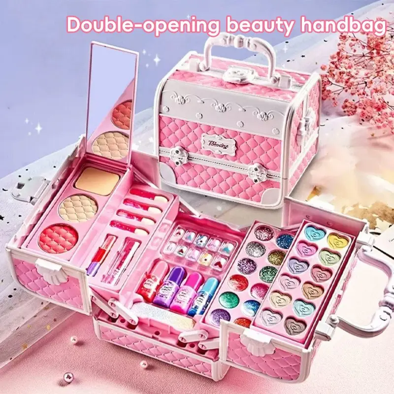 Child-Safe Washable Makeup Set: Princess Makeup Case for Girls, 4–12 Years Old—Perfect for Pretend Play and Birthday Gifts Kid Playset