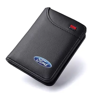 Ford Logo Emblem Car Soft Wallet, Leather Mini Credit Card Purse, Portable Small Wallet for Ford Models, Durable and Stylish Design