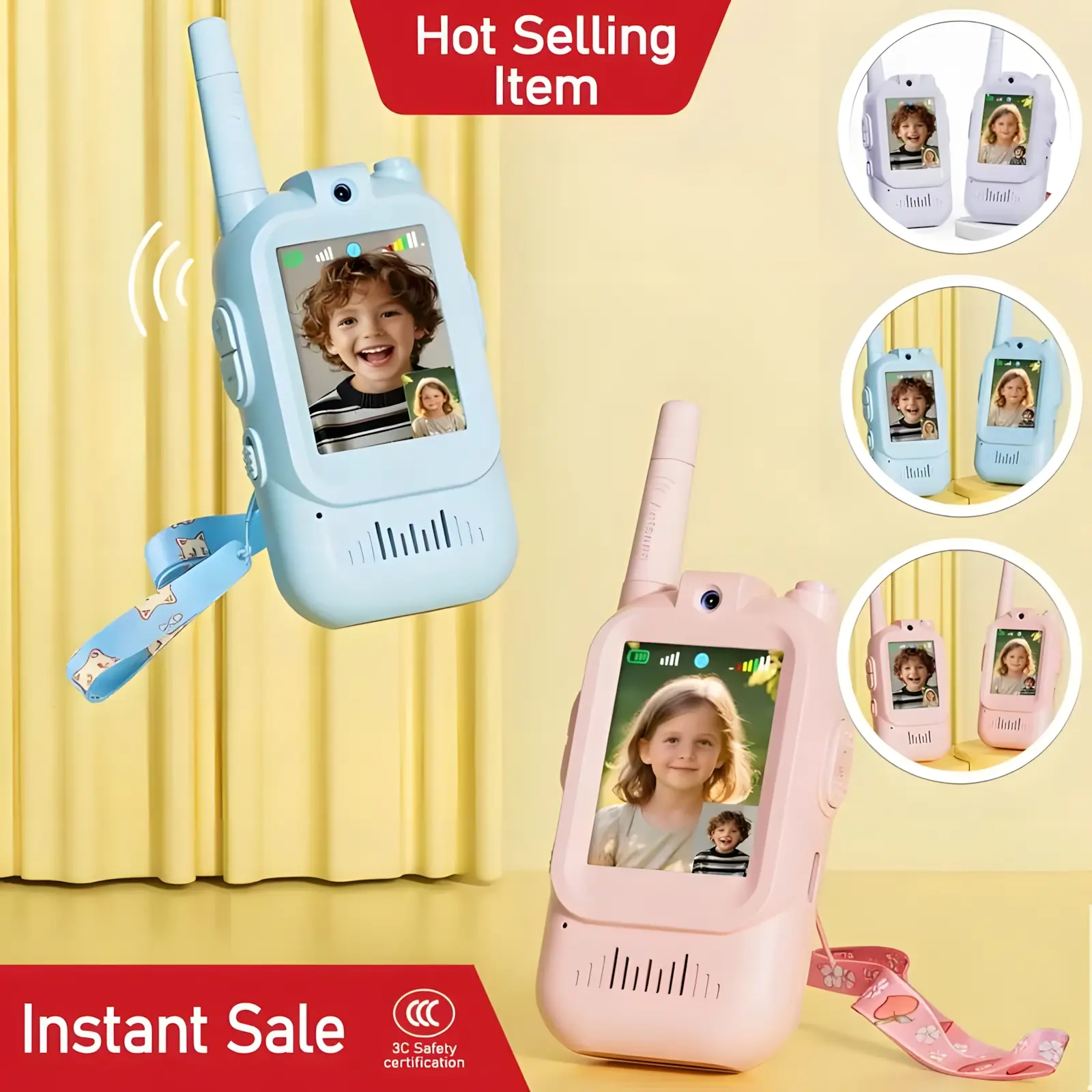 Children's Video Walkie-Talkies with Camera, Two-Way Real-Time HD Screen Walkie-Talkie Toys, Long-Range Smart Walkie-Talkie Set, Ideal for Outdoor Adventures, Camping, and Hiking, Great for Birthday Gifts