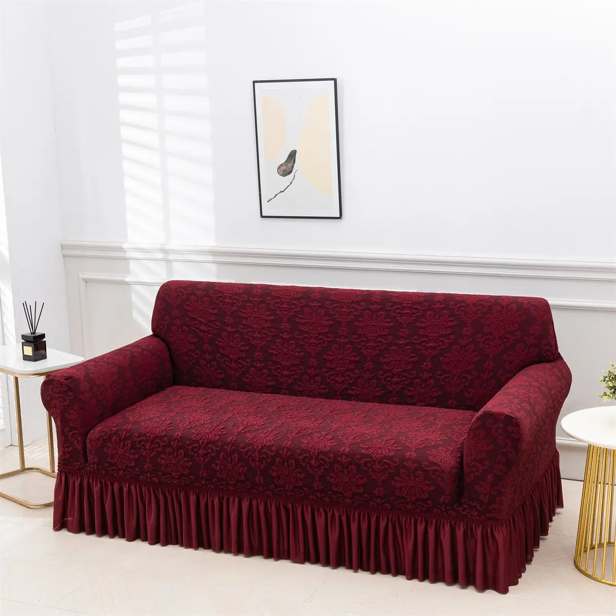 Vintage Retro Sofa Cover, Removable Sofa Cover, Sofa Slipcover, Bubble Mesh Weave Skirt Design, Durable Dust Protection, Resistant to Pet Scratches, Universal Sofa Protector, Slipcover For Sofa, Reusable Couch Protector
