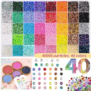 40000Pcs 40 Colors Jelly Rhinestones for Bedazzling, 3mm Multicolor Resin Flatback Gems for Diamond Art, Bedazzler Kit with  for Crafting Book Shoes Nail Art，Perfect for Nail Art Decoration, Diy Nails, Phone Case, Jewelry DIY