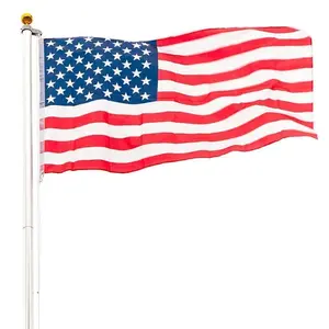25FT Sectional Aluminum Flagpole + 1 US American Flag Pole Kit - US American Flag - Outside House Outdoor Residential Yard Commercial School Event