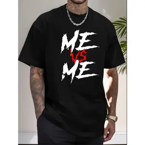 Extra Large Printed"ME VS ME" T-Shirt, Men`S T-Shirt, Summer Casual Short Sleeved T-Shirt