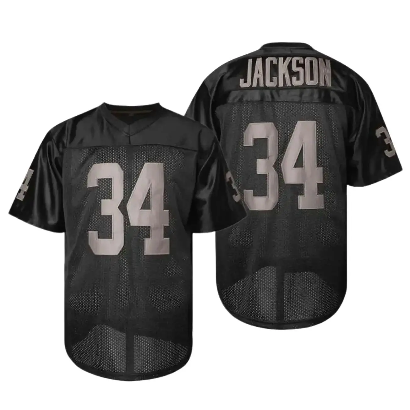 Las Vegas Black Football Jersey #34 Bo Jackson Game Day Shirt - Stitched Fan Apparel, Retro Tailgate Gridiron Top Z
