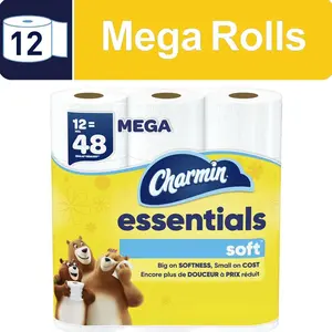 Charmin Essentials Soft Toilet Paper 12 Mega Rolls, 330 Sheets Per Roll