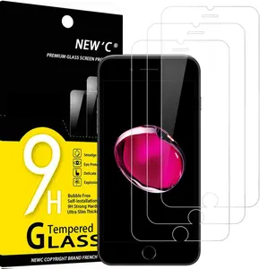 NEW'C 3 Pack Designed for iPhone 8,iPhone 7 Screen Protector (4.7"), Tempered Glass, Bubble Free, Ultra Resistant Installation Cellphone