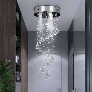 High Ceiling Chandelier Stainless Steel Crystal Pendant Light Modern for Dining Room L-QH-MP089-300