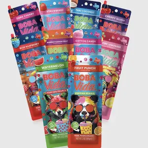 Assorted Popping Boba Pearls 10-Pack of Random Flavors – Ready-to-Eat Fruit Juice Bursting Boba for Bubble Tea, Drinks  & Desserts | Includes 10 Boba Straws
