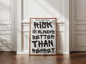 Risk Is Always Better Than Regret Poster Motivational Wall Art Inspirational Quote Print Gymoffice Decor Modern Wall Art