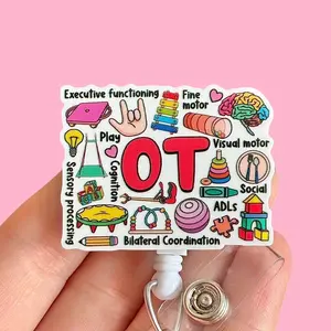 Glitter My Badge Occupational therapy nurse badge reel for nurse and hospital workers. Badge clip Badge pull - Retractable swivel clip with a 360 rotation. Great gift for coworker.