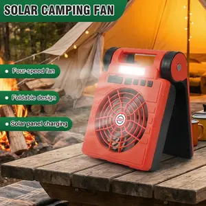 20000mAh Solar Fan with LED Lantern, Camping Fan with Solar Panel and Timing, Rechargeable Solar Powered for Outside, Quiet Battery Operated Tent for Picnic, Barbecue, Fishing, Travel