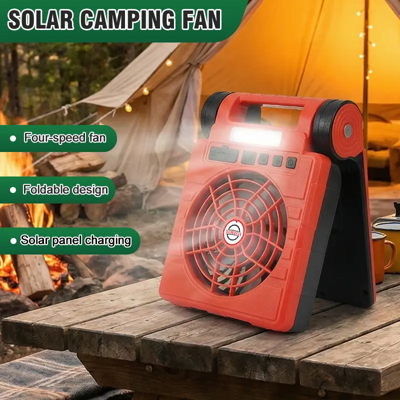 20000mAh Solar Fan with LED Lantern, Camping Fan with Solar Panel and Timing, Rechargeable Solar Powered for Outside, Quiet Battery Operated Tent for Picnic, Barbecue, Fishing, Travel, #Summervibes