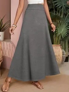 Elegant High-Waisted Midi Skirt for Women, Spring & Fall, Slimming Effect, Versatile Office Wear, Lightweight Mature Style