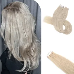 Vlasy 24Inch Real Human Hair Tape in Extensions Double Sided for Skin Weft 16Pcs Seamless Straight Hair Extensions 100% Human Hair Reusable