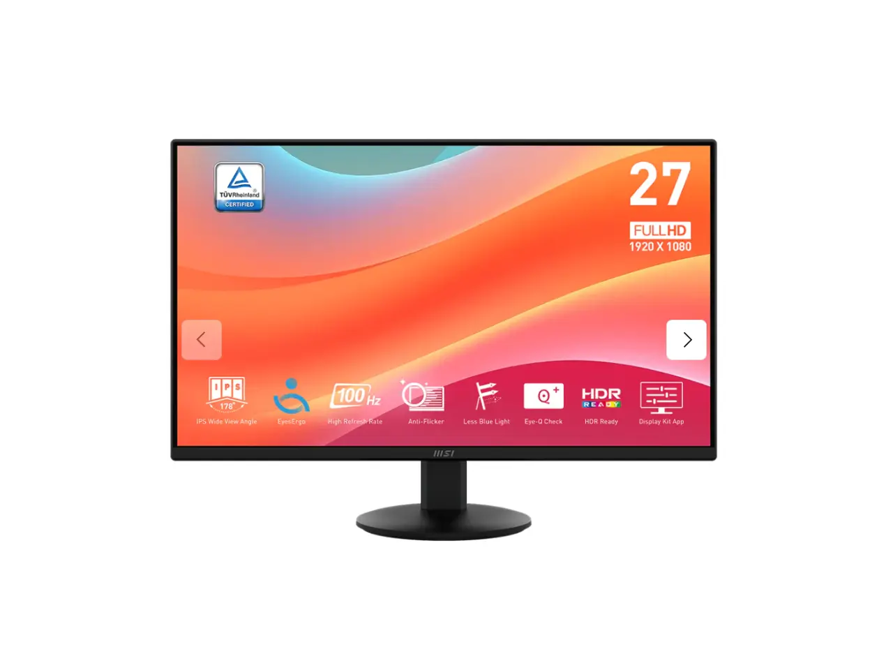 MSI 27 inch Full HD 100Hz IPS Adaptive Sync 1ms Computer Monitor for both work & casual gaming PRO MP272LE