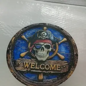 Aluminum Pirate Sign 8x8 Inch Round Coastal Wall Decor For Home Bar Cafe Vintage Theme Art Metal Plaque