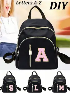 DIY Letter Backpack, Mini Unisex Fashion Zipper Backpack, Suitable For Daily Use, Minimalist Classic Women Casual Portable, Suitable For Teenagers, College Students, Business People, Commuters, Perfect For Office, Backpack, Portable