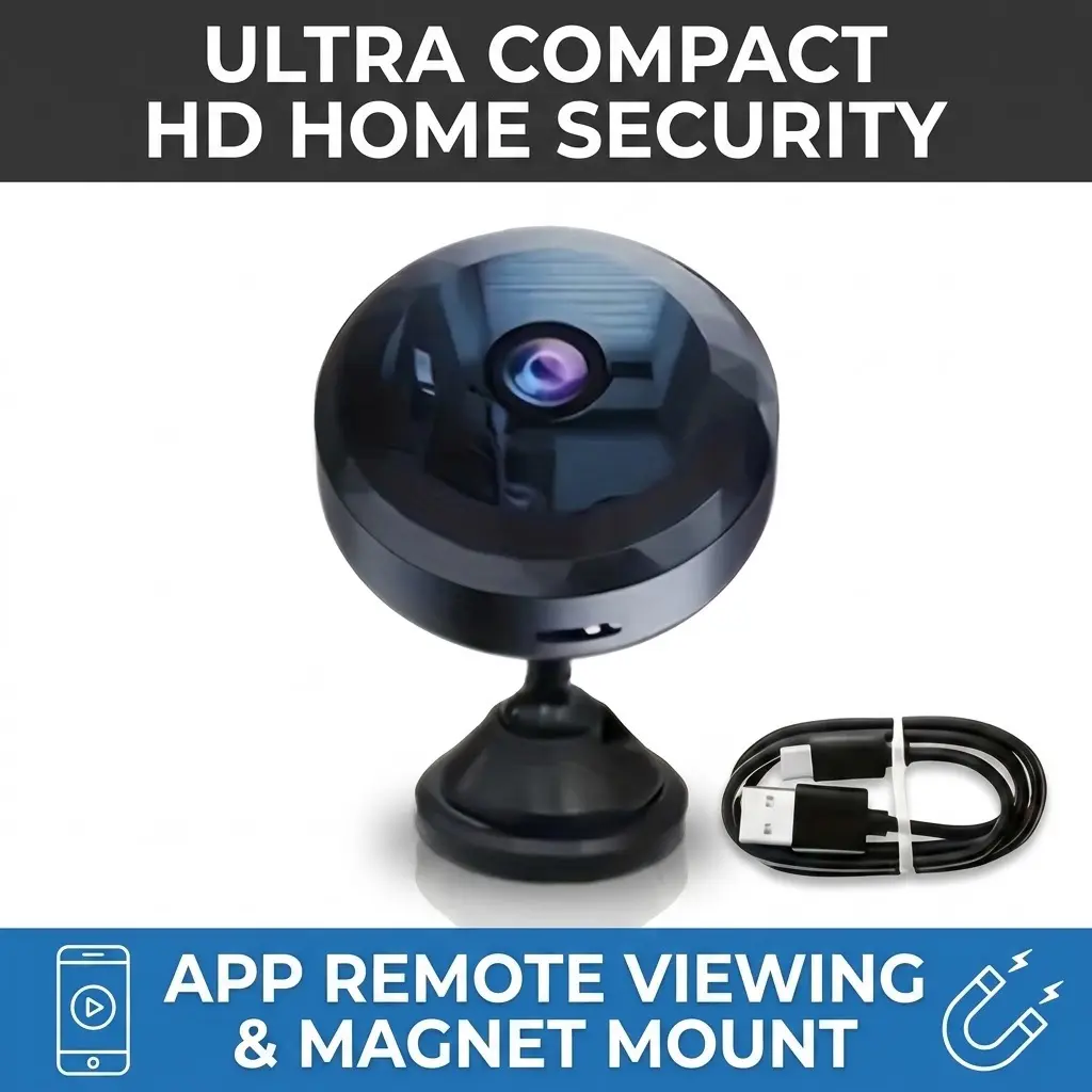 Mini Wireless Security Camera 1080P HD Home Indoor Smart WiFi Cam - Portable Nanny Pet Baby Monitor with Night Vision, Motion Detection, Audio Video Recording, App Remote View, Rechargeable Battery Powered Compact Cams for Bedroom House Safety