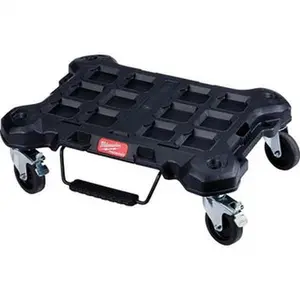 Milwaukee PACKOUT 250 Lb Capacity Polymer Dolly 24-13/32" Long x 18-51/64" Wide x 4" High, 4" Wheels, Locking Casters 48-22-8410