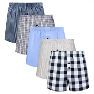 Natural Feelings Premium Soft Cotton Boxers Mens Woven Underwear Classic Mens Boxer Shorts 5 Pack