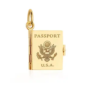 Passport Book Charm USA Gold