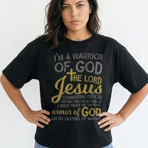 Warrior of God Christian Shirt Women Armor of God Faith Graphic Tee Plus Size Top