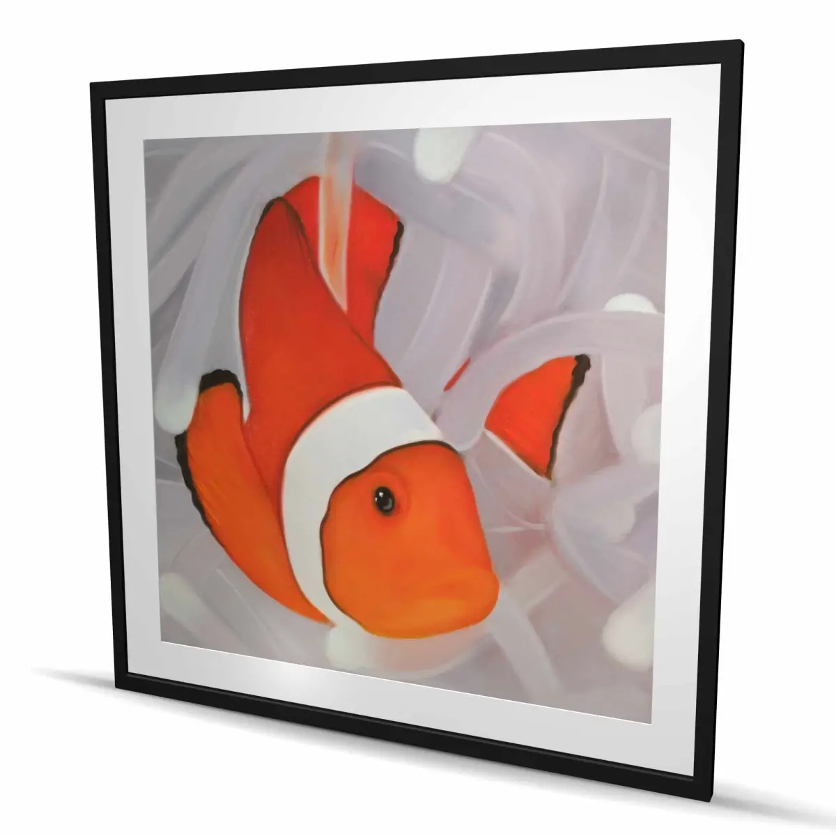 212 MAIN Artistic Framed Matted Clownfish Wall Art Print - 48x48 in Colorful Vibrant Underwater Scene Artwork, Artistic Character Fish Art Prints for Home Decor Supplies