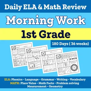 1st Grade Morning Work: Daily ELA & Math Review Activities: 180 Days of Fun and Engaging Practice for Kids Ages 6–7