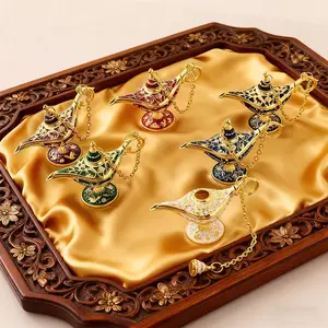 Aladdin Magic Lamp Craft Alloy Iron Art Decorative Figurine, Creative Desktop Ornament, Beautiful Table Decoration, 1pc