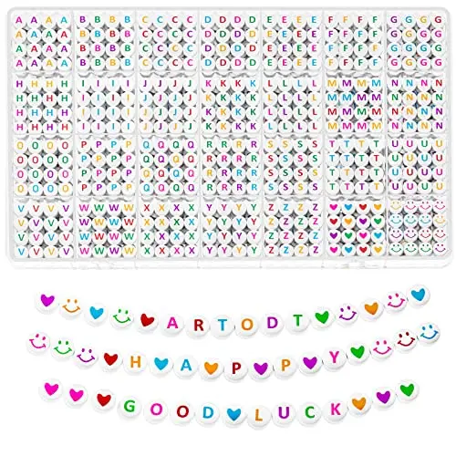 Multicolor Letter White Bead