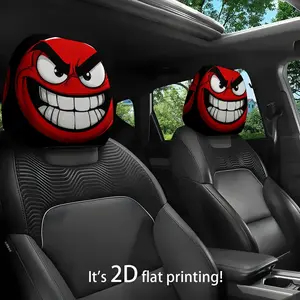 JIT 2D flat (no filler) Fury pattern car head pillowcase, seat head protective cover for all models, interior decoration accessories car headrest cover, gift for drivers and passengers