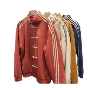 Men’s Stand Collar Buttoned Jacket – Spring Loose Fit Tang Suit Coat, Traditional Blue, High Quality