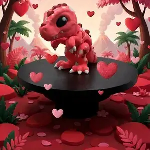 Valen-T-Rex Valentine's Day Heart Design Fully Articulated Poseable T-Rex 3D Printed PLA Plastic 5 Inches Tall Desk Buddy Collectible
