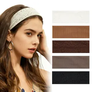 Aranya Women's 5pcs Lace Collection Headbands Soft Stretchy Fabric for Everyday Wear Yoga Workout Fashion Gifts Value Pack
