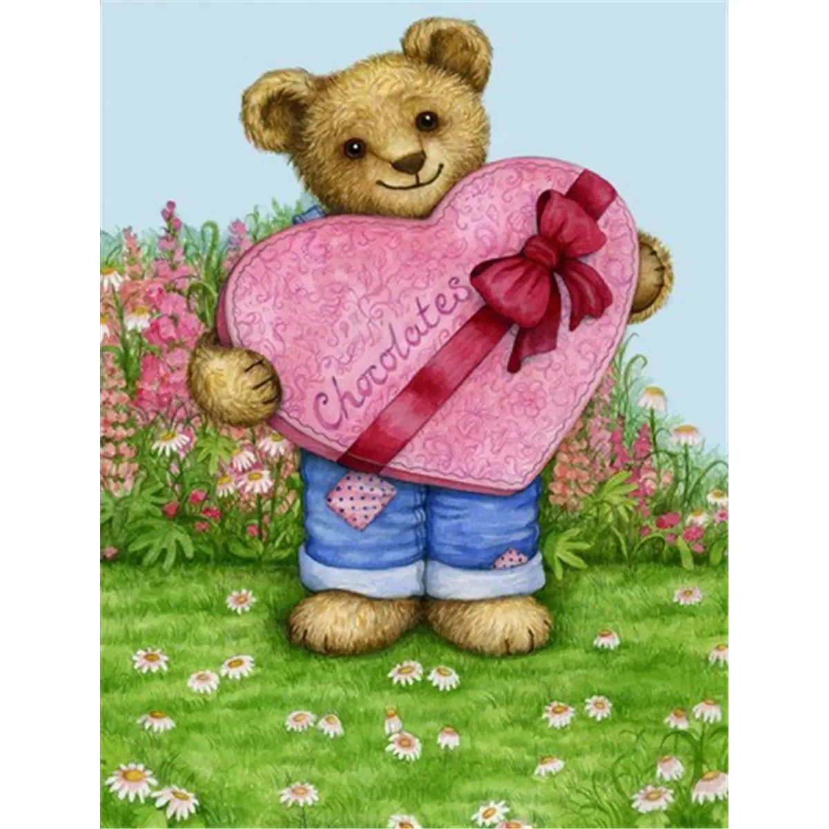 Carolines Treasures Double-Sided Weather-Proof Valentine Teddy Bear with Chocolates Garden-Size Flag, Ideal for Boating & Outdoor Sports Use