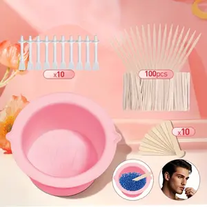 Hair Removal Accessory Set, 1 Set Silicone Wax Bowl & Nose Hair Sticks & Wooden Sticks, Facial Hair Removal Tool for Men & Women